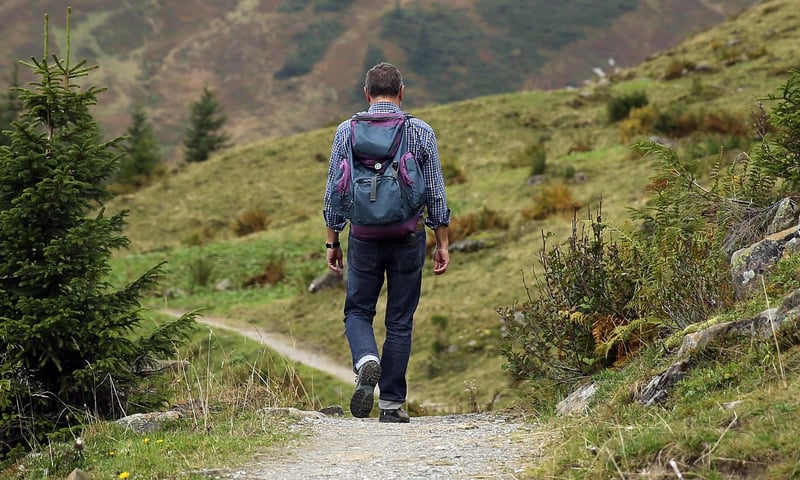 Hiker on Mountain Trail